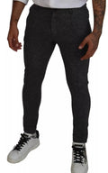 Pantalon skinny en viscose gris à chevrons de la marque Dolce & Gabbana, vue en détail.