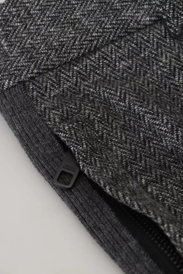 Pantalon skinny en viscose à motif Chevron gris de Dolce & Gabbana, pantalon élégant pour femme.