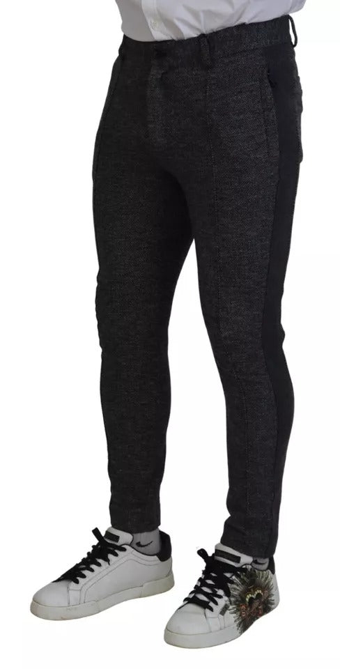 Pantalon skinny en viscose gris à motif Chevron de Dolce & Gabbana, coupe ajustée et tendance.