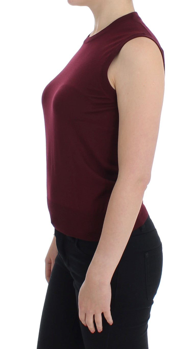 Pull sans manches rouge Dolce & Gabbana à col rond, veste en maille élégante et raffinée, visible en détail dans l'image 61708.
