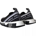 Chaussures sneakers Dolce & Gabbana Sorrento noires et blanches à enfiler, vue de face.