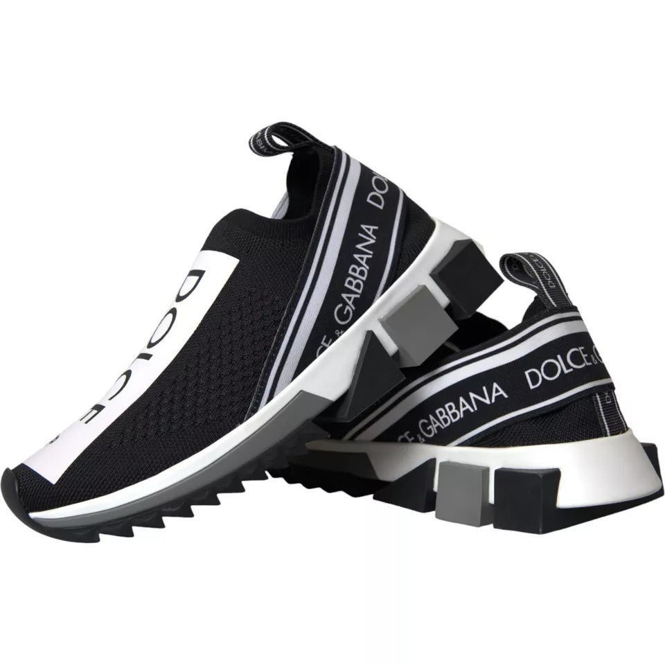 Chaussures sneakers Dolce & Gabbana Sorrento noires et blanches, chaussures slip-on élégantes pour homme.