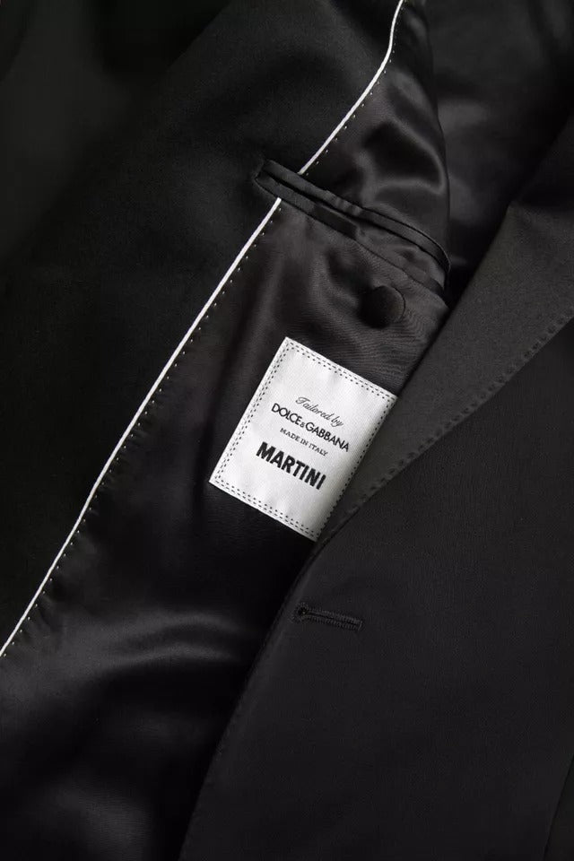 Veste blazer noire en laine à un bouton Dolce & Gabbana, coupe classique, détail à un bouton, style élégant et sophistiqué.