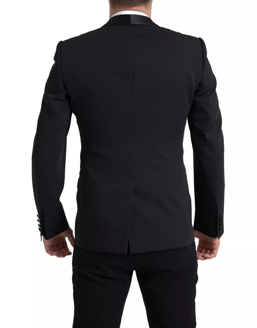 Blazer noir en laine à un bouton Dolce & Gabbana Martini, veste élégante à coupe classique et détails sophistiqués.
