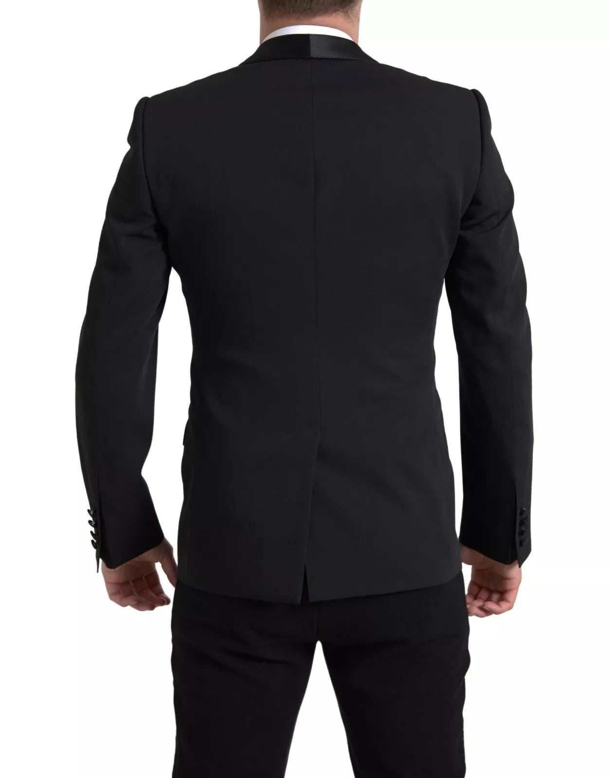 Blazer noir en laine à un bouton Dolce & Gabbana Martini, veste élégante à coupe classique et détails sophistiqués.