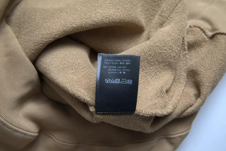 Sweat à capuche en molleton bouclette marron Balenciaga avec logo symbolique, tissu doux et coupe moderne.