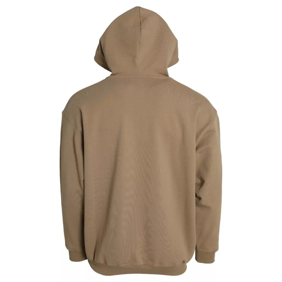 Sweat à capuche en molleton bouclette marron Balenciaga avec logo symbolique, douceur et style décontracté.