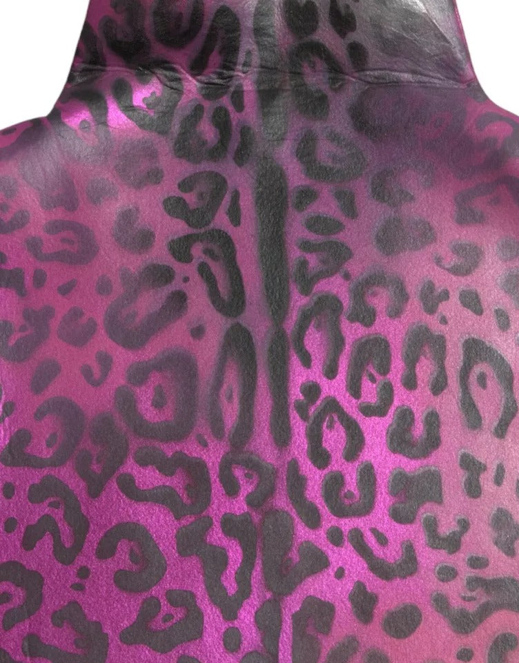 Robe midi en polyester à imprimé léopard rose de Dolce & Gabbana, coupe droite et élégante.