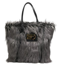 Sac shopping oversize en fausse fourrure noire Dolce & Gabbana, grand sac à main tendance et élégant