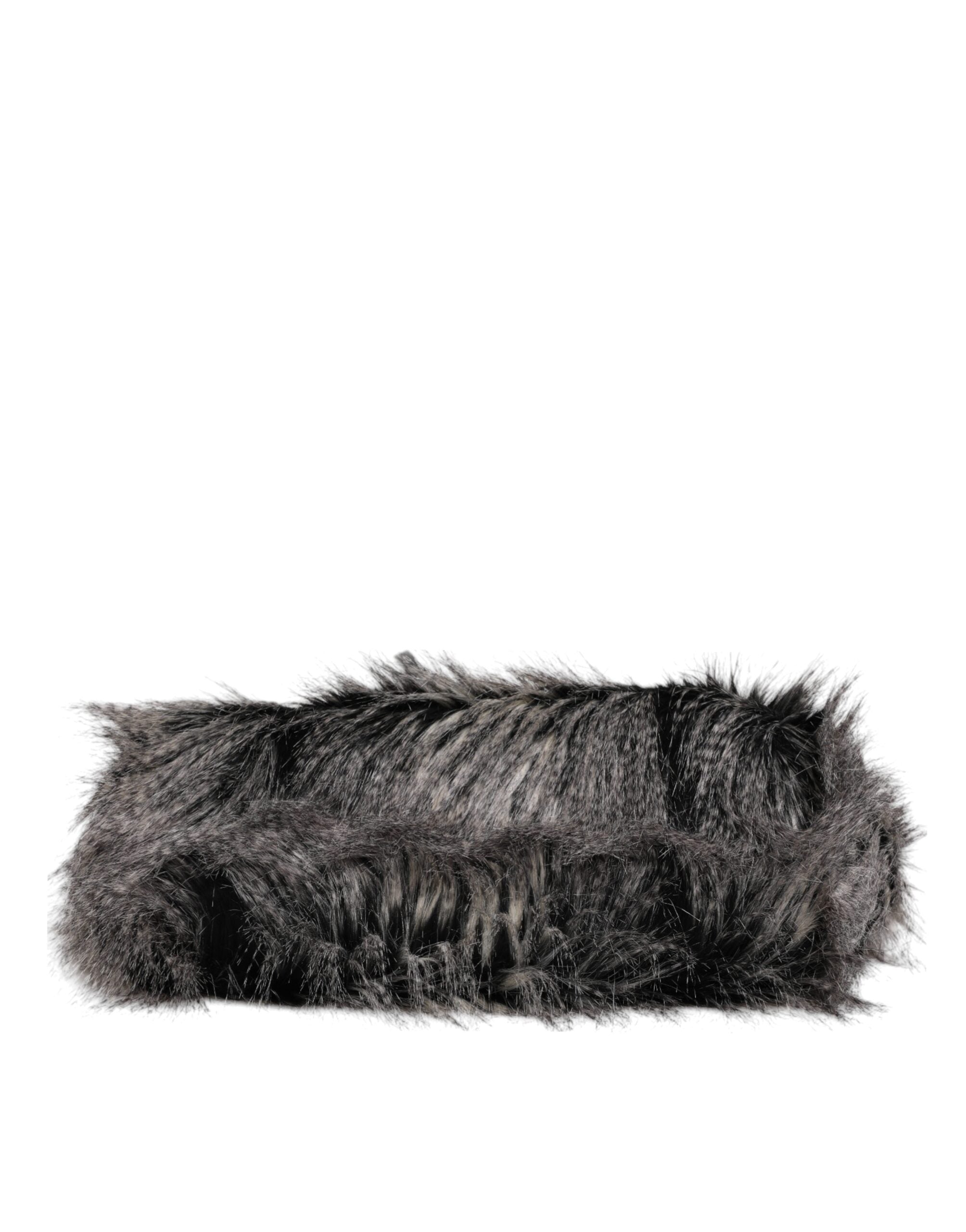 Sac cabas oversize en fausse fourrure noire de Dolce & Gabbana, élégant et spacieux pour shopping et sorties.