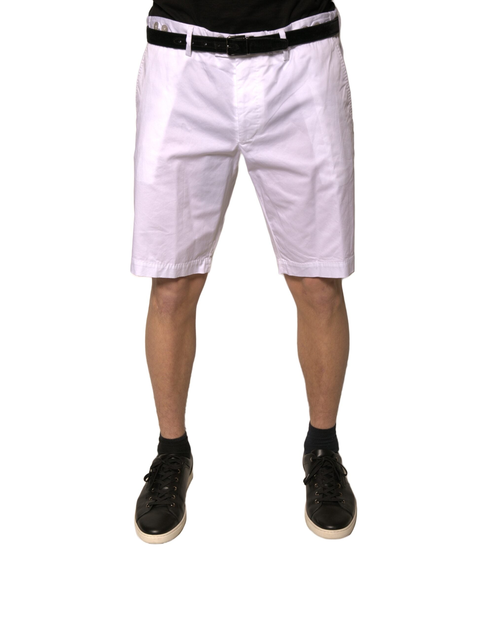 Shorts décontractés en coton stretch Dolce & Gabbana, chino blanc pour homme, style casual et élégant.