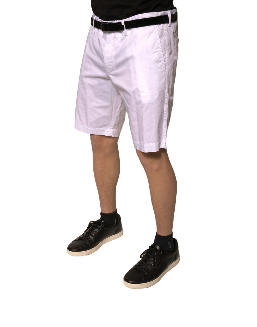 Shorts beige Dolce & Gabbana en coton stretch, style décontracté, avec poches et coupe confortable pour un look casual.