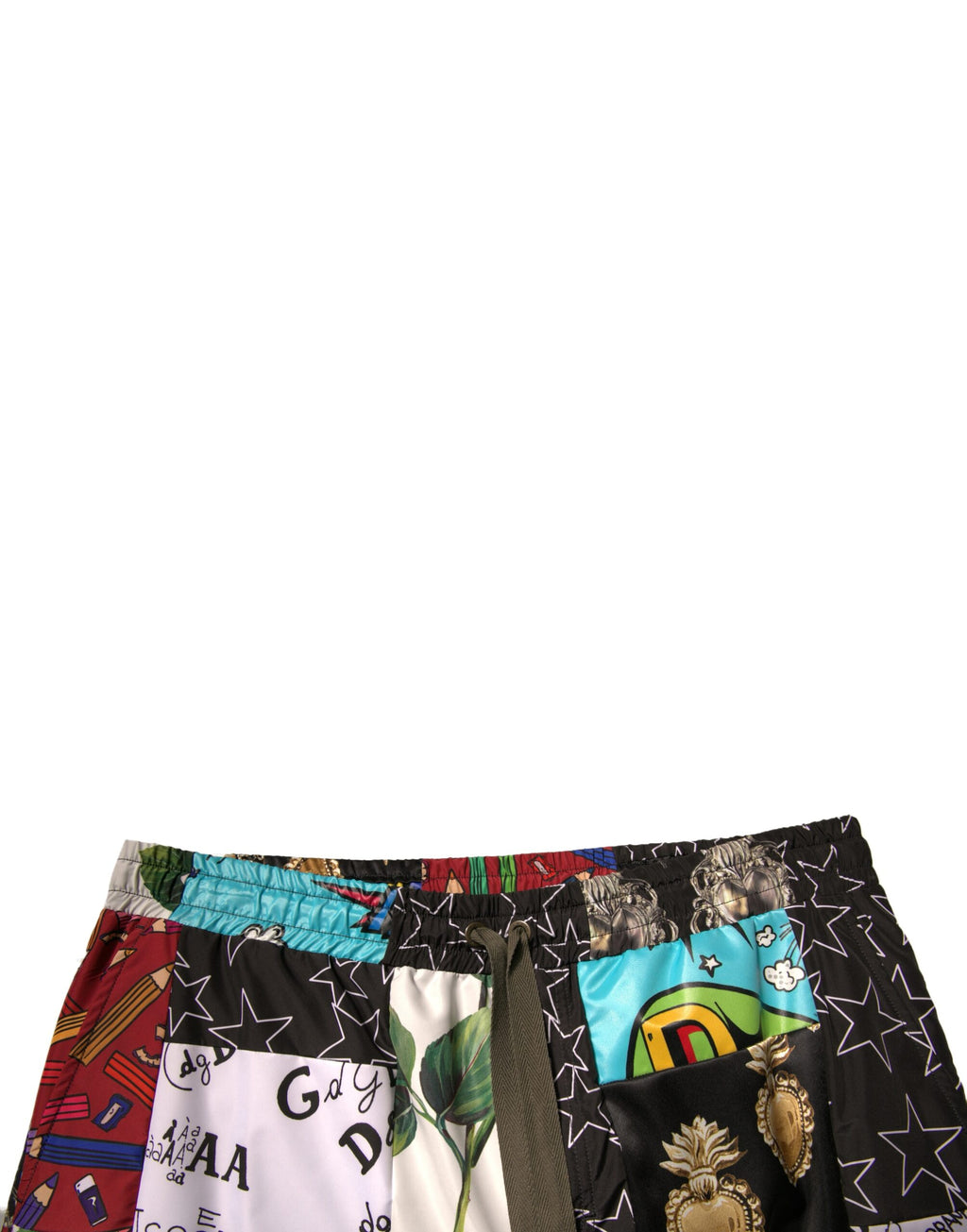 Shorts cargo bermuda multicolores Dolce & Gabbana à patchwork, avec poches et design tendance.