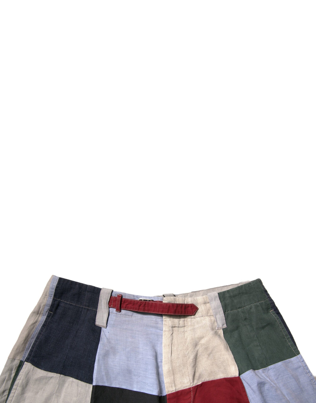 Shorts homme Dolce & Gabbana en lin multicolore à patchwork, style chino, décontracté et tendance.