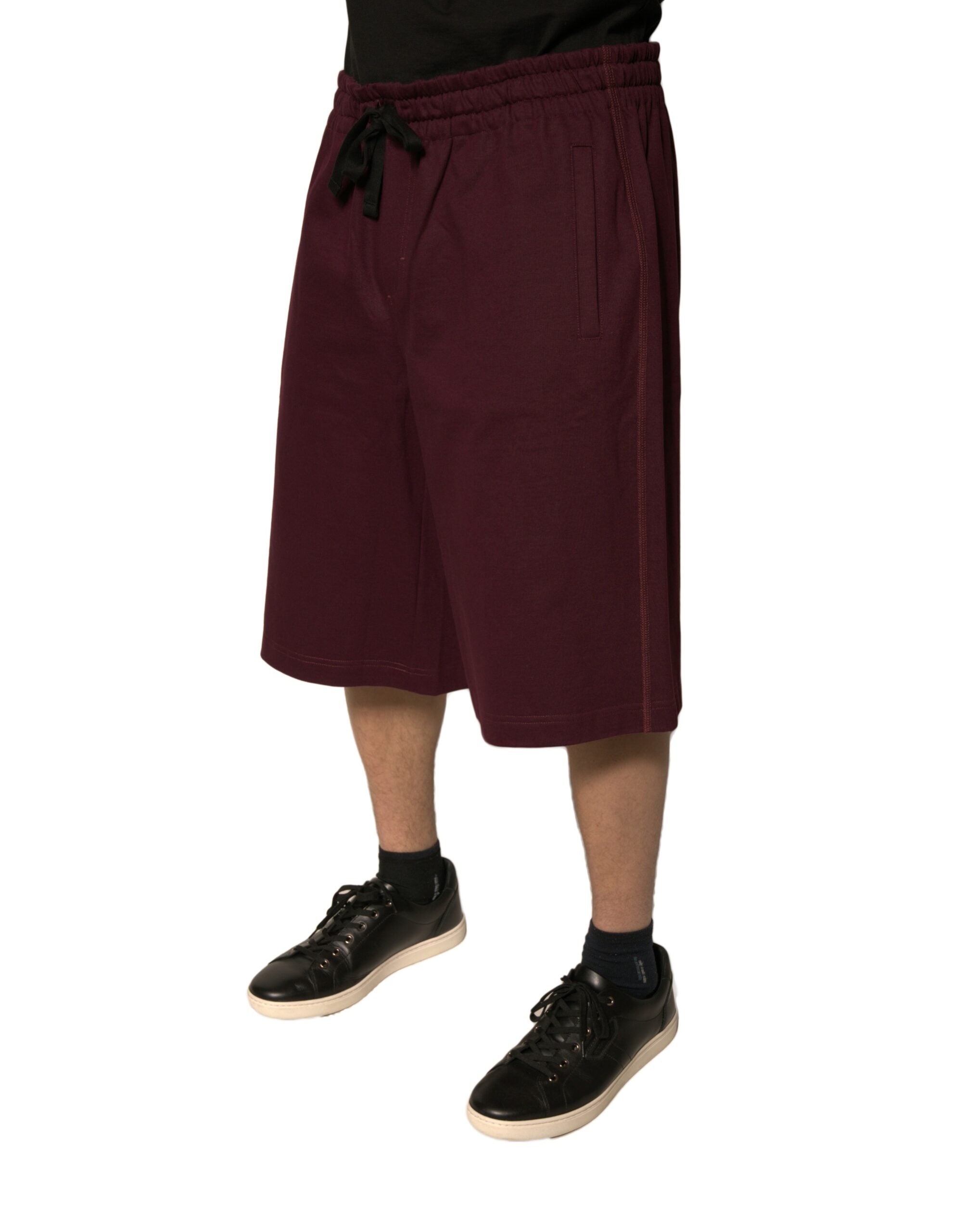 Shorts bermuda en coton marron à taille moyenne de Dolce & Gabbana, style décontracté et élégant pour homme.