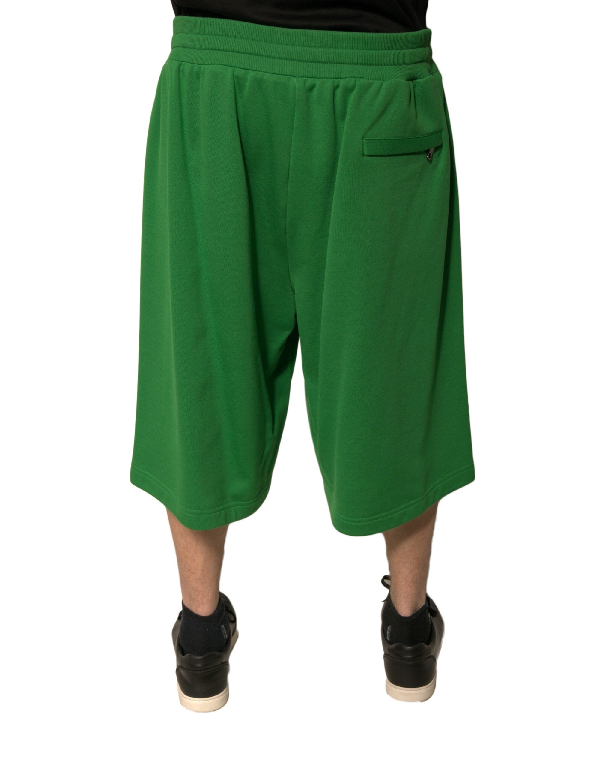 Shorts bermuda pour hommes en coton mélangé vert de Dolce & Gabbana, style décontracté et confortable.