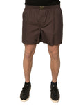 Shorts pour hommes Dolce & Gabbana, mi-haut en coton mélangé marron, style décontracté et élégant.