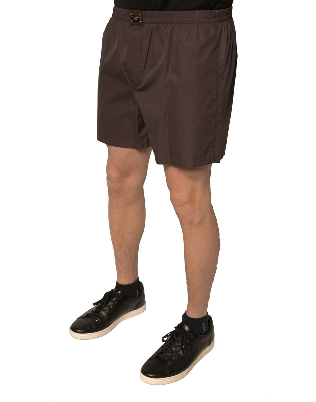 Shorts homme en coton mélangé marron de Dolce & Gabbana, taille mi-hauteur, mode décontractée, vue de face