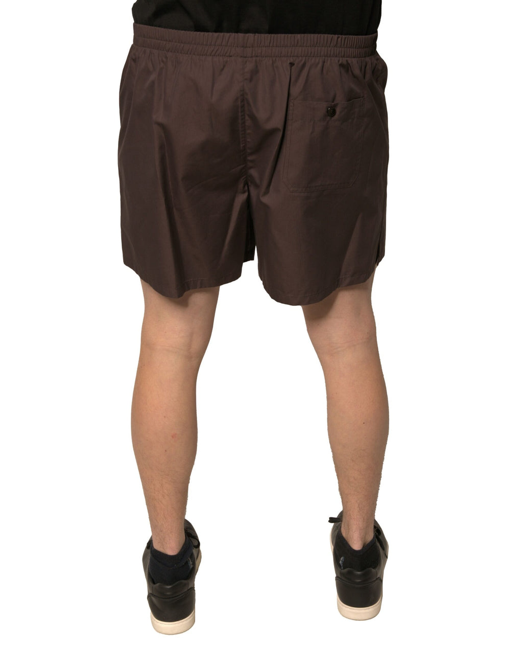 Shorts pour hommes Dolce & Gabbana en coton mélangé marron, taille mi-haute, vue de face.