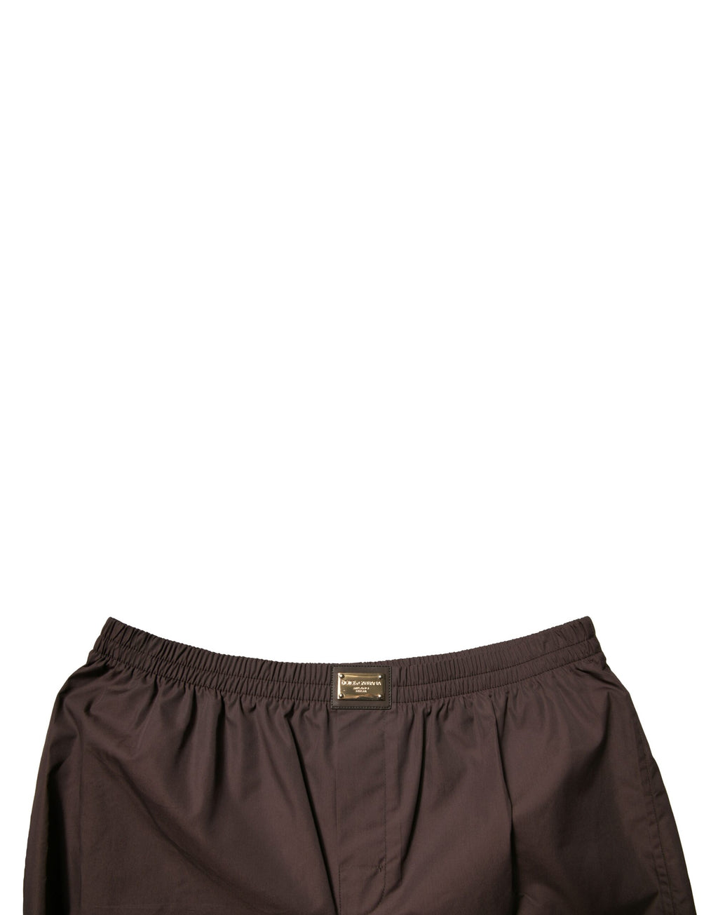 Shorts pour homme en coton mélangé marron de Dolce & Gabbana, taille mi-hauteur, style décontracté.