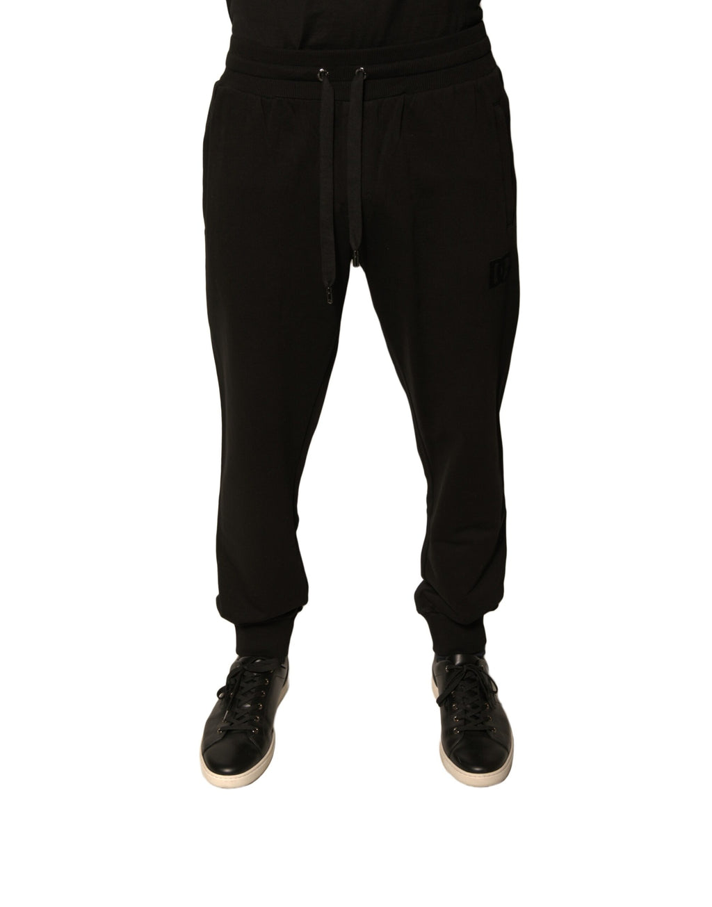 Pantalon jogging en coton noir pour homme de Dolce & Gabbana, style décontracté et confortable avec logo discreet.