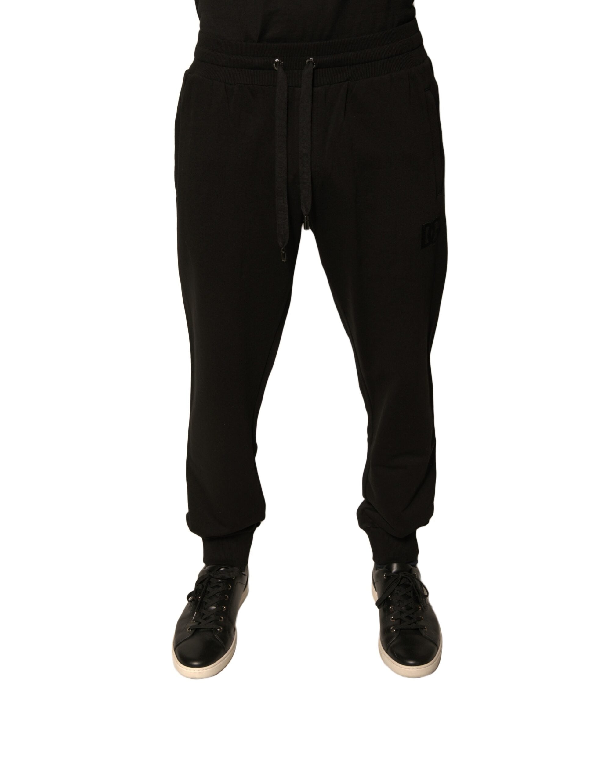 Pantalon jogging en coton noir pour homme de Dolce & Gabbana, style décontracté et confortable avec logo discreet.