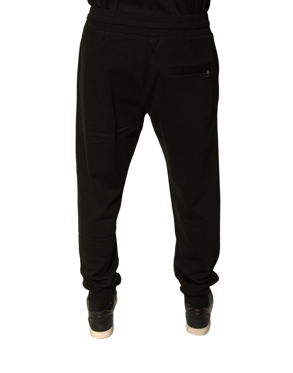 Pantalons de jogging en coton noir Dolce & Gabbana pour homme, style décontracté et confortable, avec logo subtil.