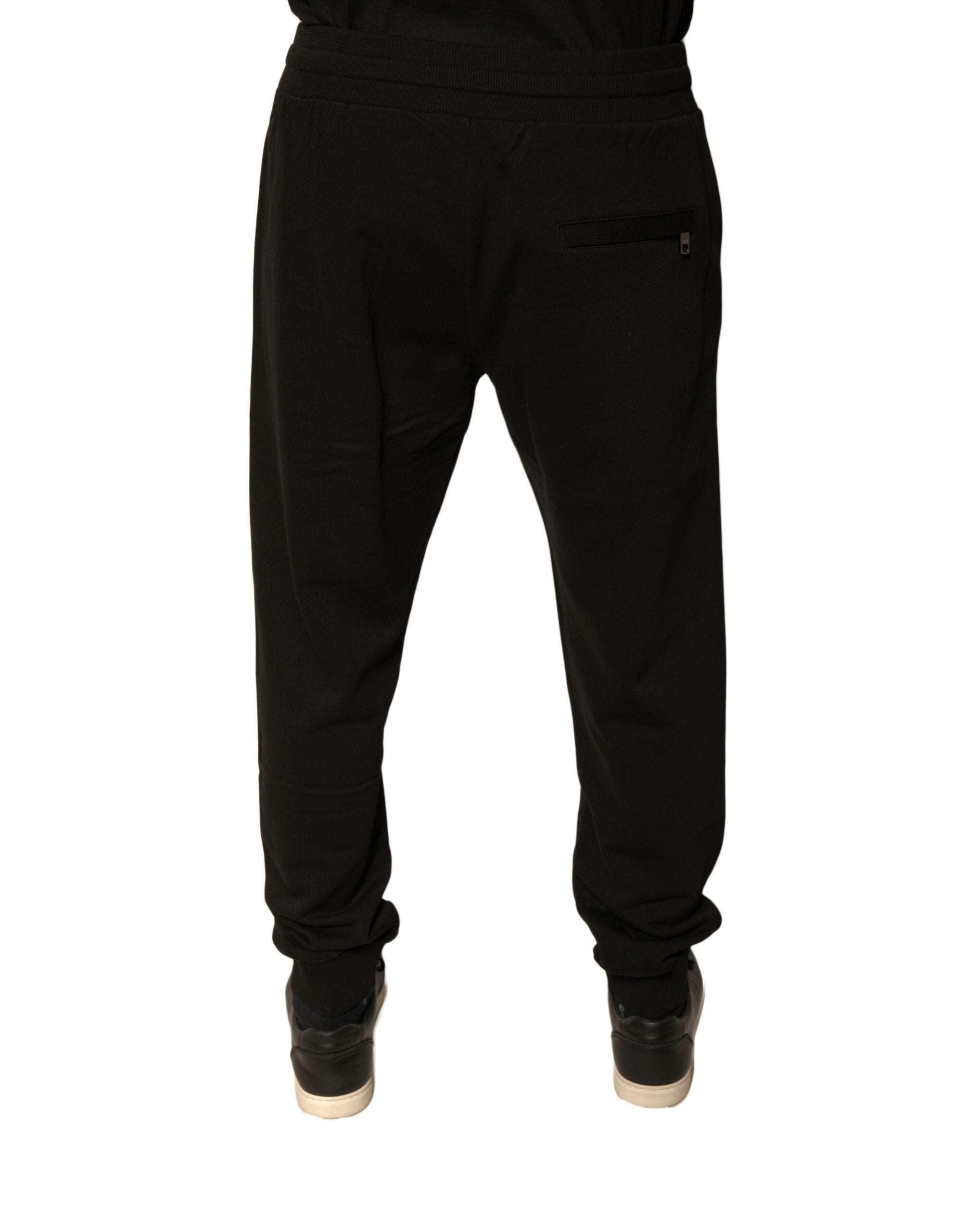 Pantalons de jogging en coton noir Dolce & Gabbana pour homme, style décontracté et confortable, avec logo subtil.