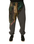 Pantalons jogger en coton Dolce & Gabbana à patchwork multicolore, avec ceinture élastique et poches latérales.