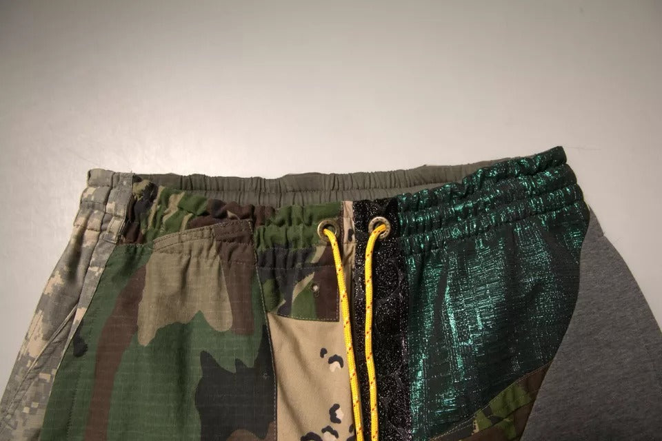 Pantalon de jogging Dolce & Gabbana en coton à patchwork multicolore, confortable et stylé, vue de face.