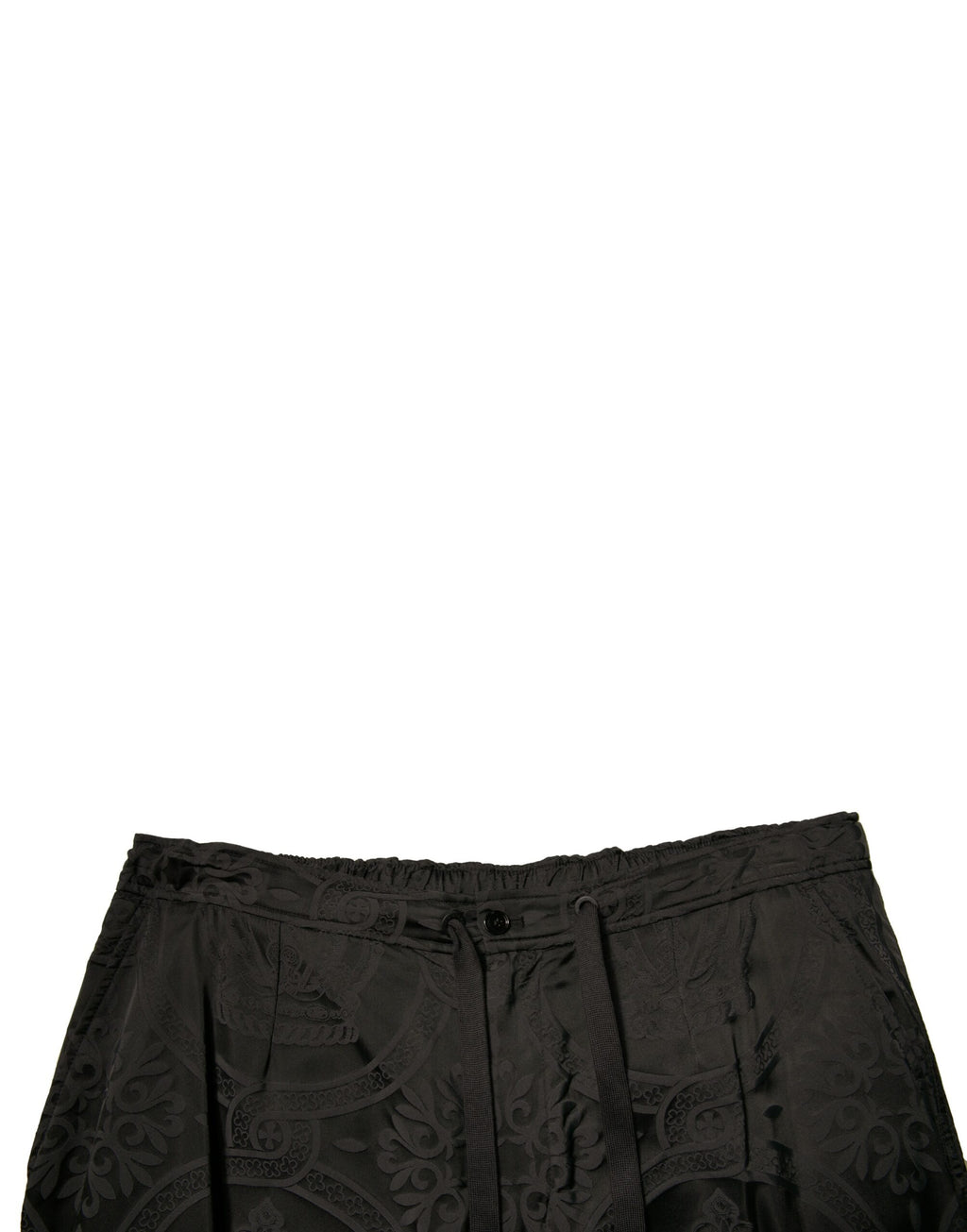Pantalon jogging noir en nylon Dolce & Gabbana avec ceinture à cordon, style décontracté et design élégant.
