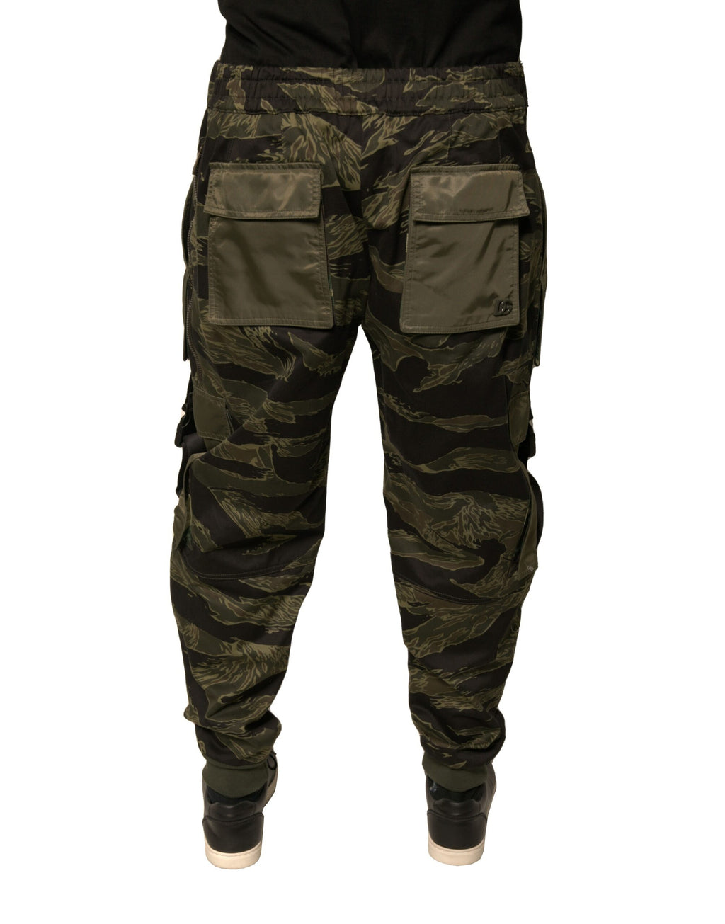 Pantalons cargo jogger en coton vert de Dolce & Gabbana, style décontracté avec poches latérales, pour homme.