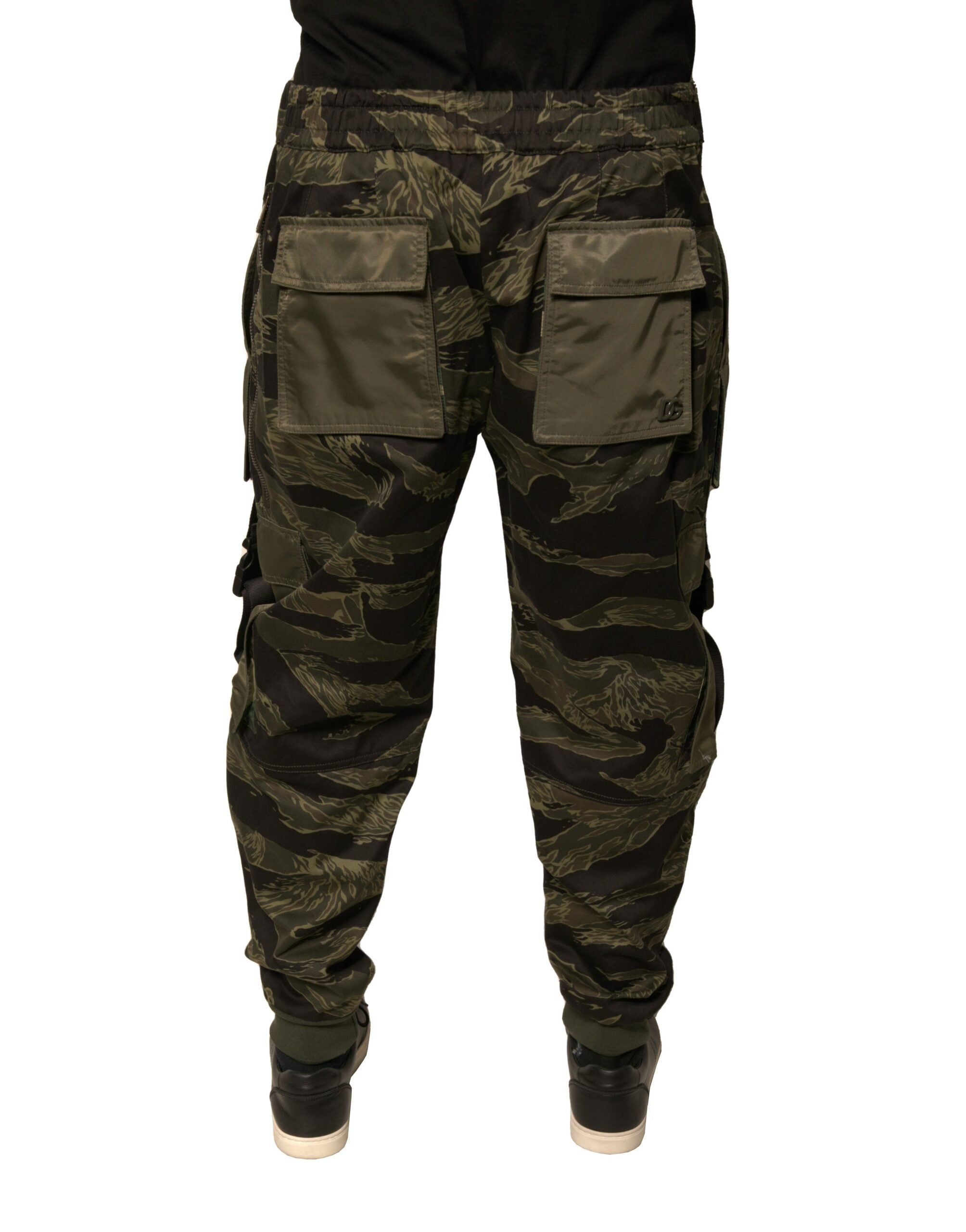 Pantalons cargo jogger en coton vert de Dolce & Gabbana, style décontracté avec poches latérales, pour homme.