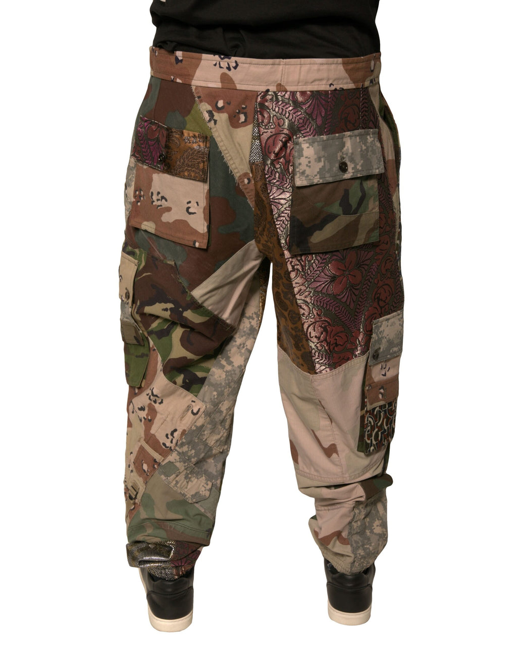 Pantalons jogger pour homme Dolce & Gabbana à patchwork multicolore, style décontracté et tendance, en tissu confortable.
