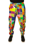 Pantalon cargo homme Dolce & Gabbana en coton multicolore à patchwork, style décontracté et tendance.