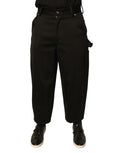 Pantalon cropped noir en coton de coupe mi-hauteur de Dolce & Gabbana, vue de face avec détails de la taille et du tissu.