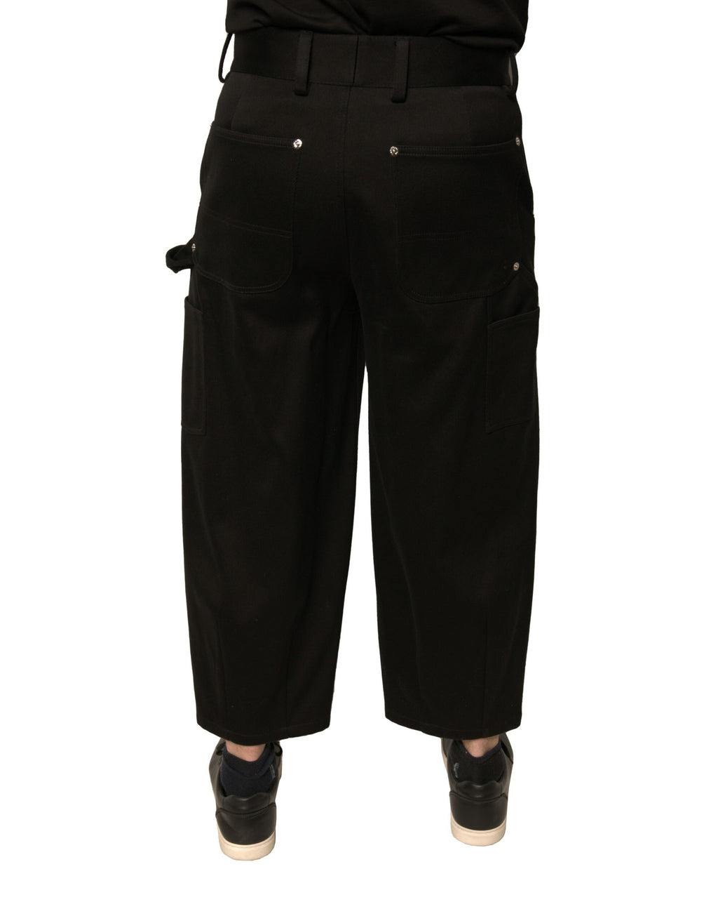 Pantalons cropped en coton noir de taille moyenne de Dolce & Gabbana, mode élégante et décontractée.