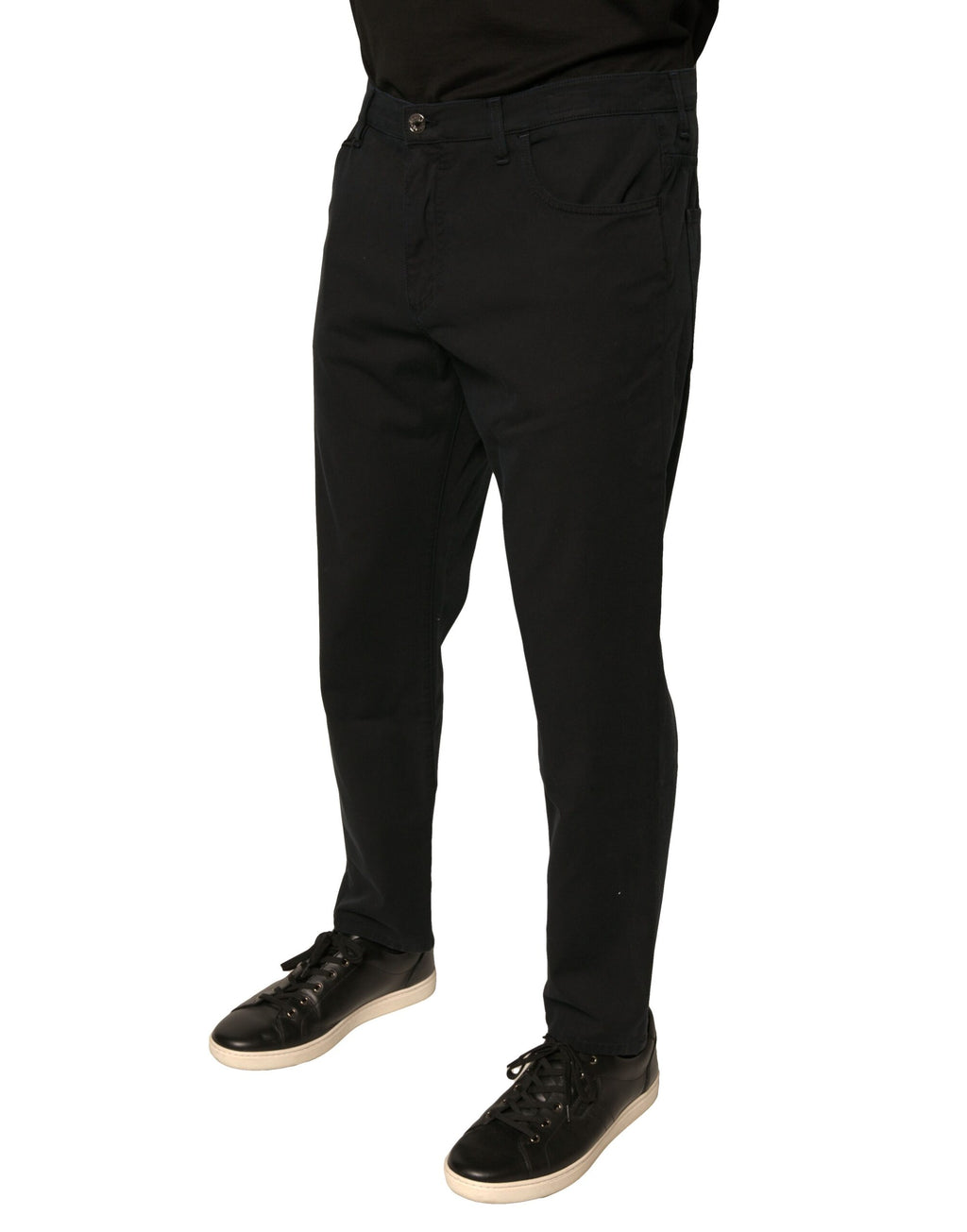 Jeans skinny en denim coton stretch noir Dolce & Gabbana avec logo visible, ajustés et modernes, pour un look élégant.