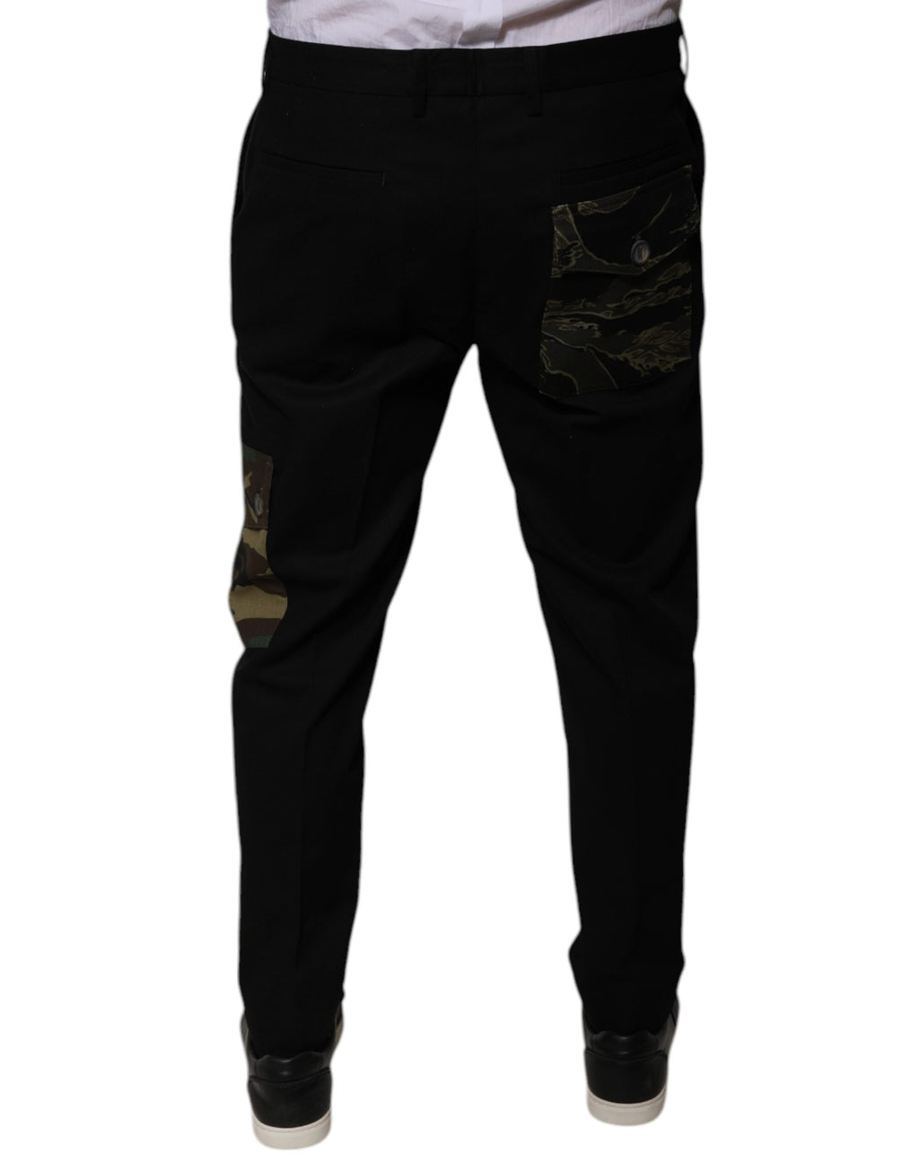 Pantalon cargo décontracté pour homme en coton noir de Dolce & Gabbana, style casual et confortable.