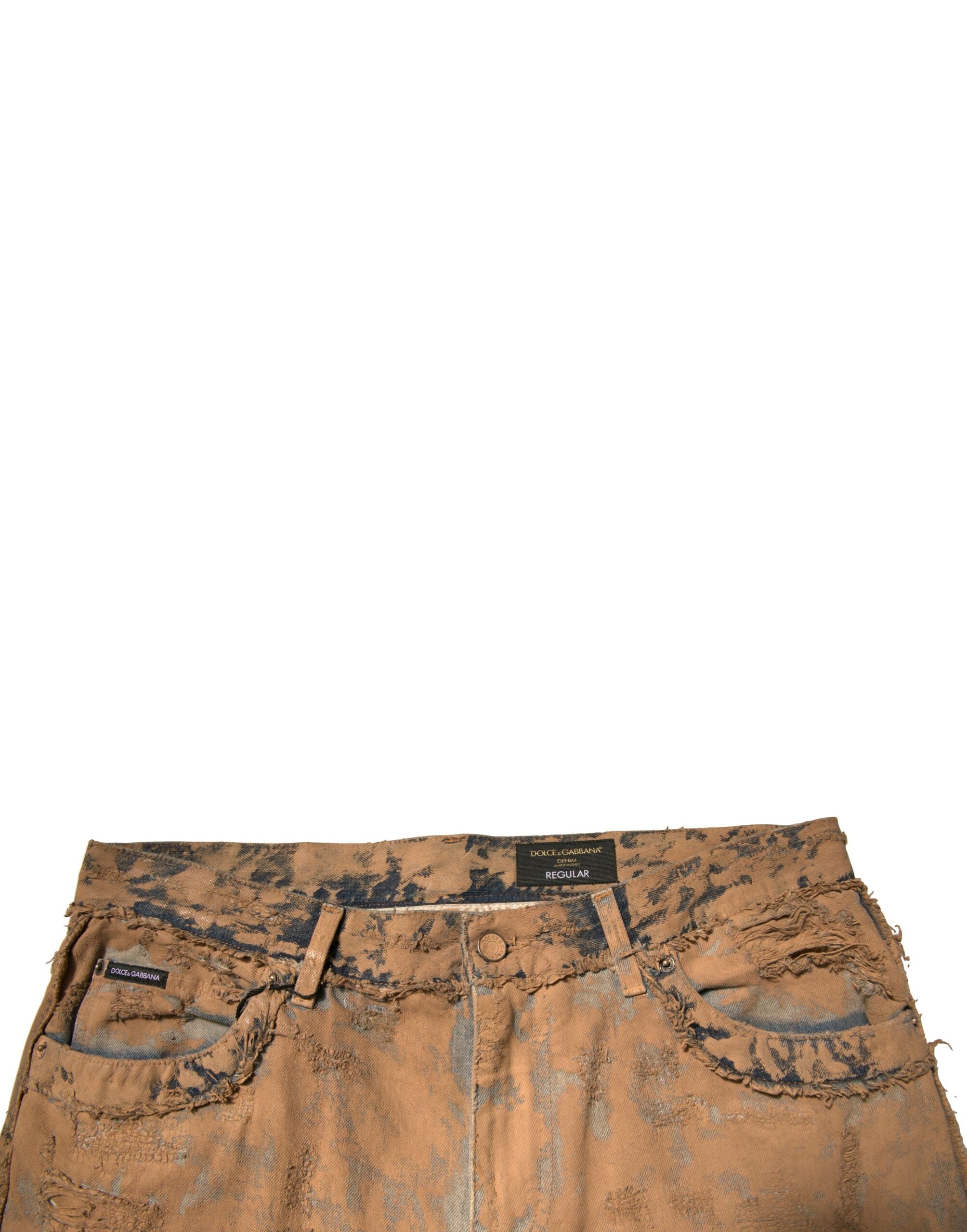Jeans skinny en jean coton déchiré marron de Dolce & Gabbana, style décontracté et tendance.