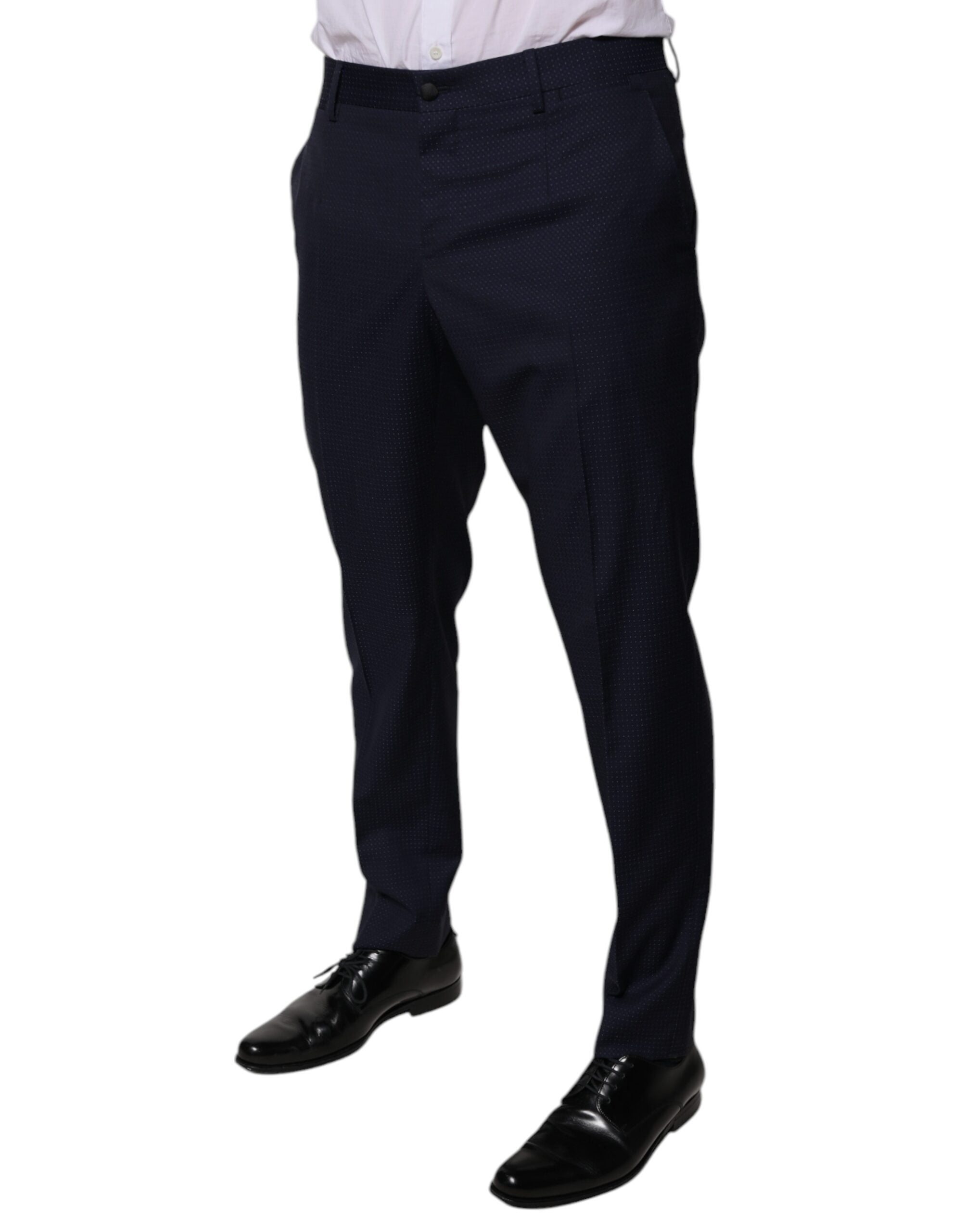 Pantalons habillés en coton bleu foncé pour homme de Dolce & Gabbana, style élégant et moderne.