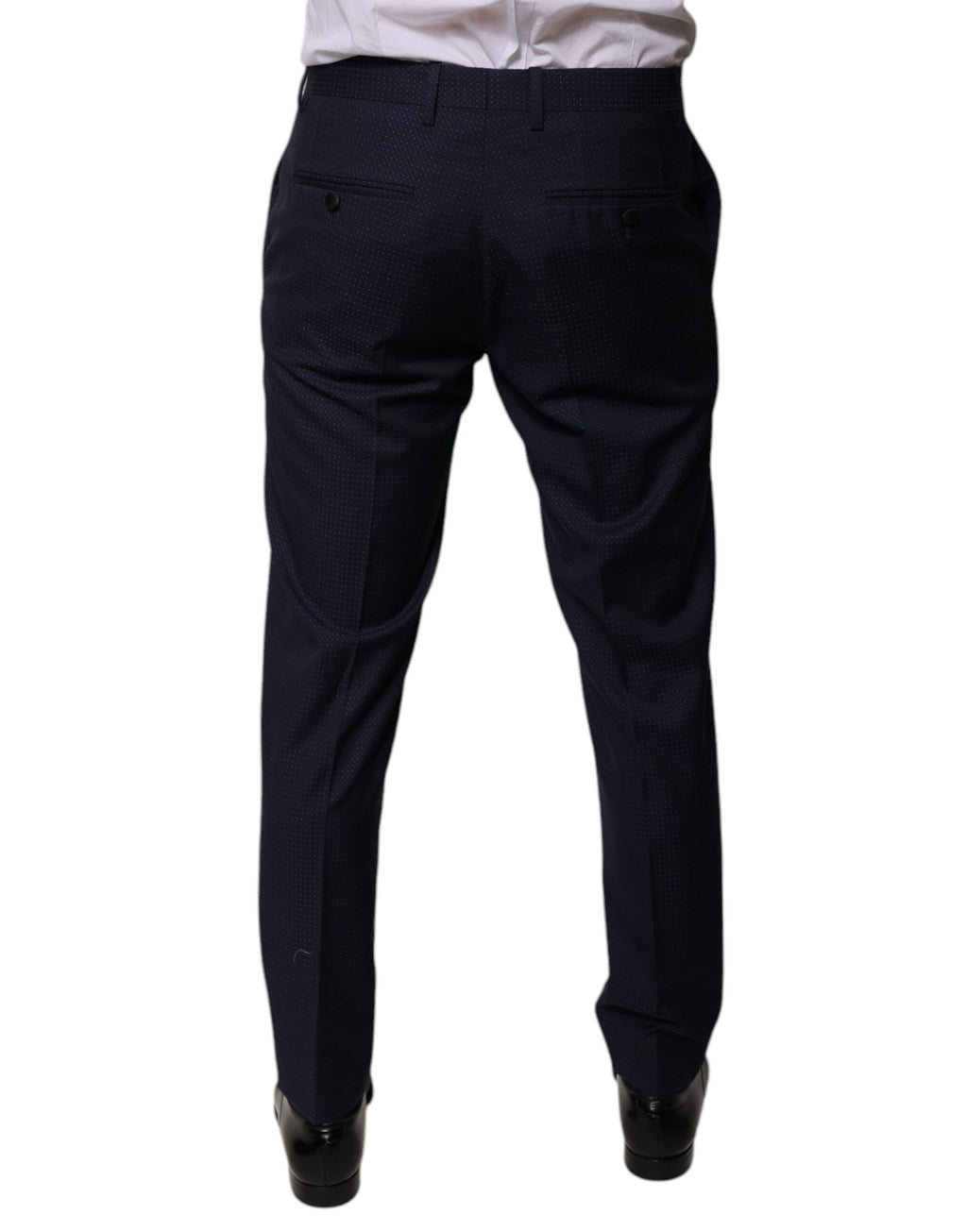 Pantalon homme en coton bleu foncé de Dolce & Gabbana, pantalon de costume élégants avec coupe classique.