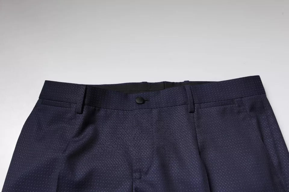 Pantalon homme en coton bleu foncé de Dolce & Gabbana, style élégant avec coupe classique et détails sophistiqués.