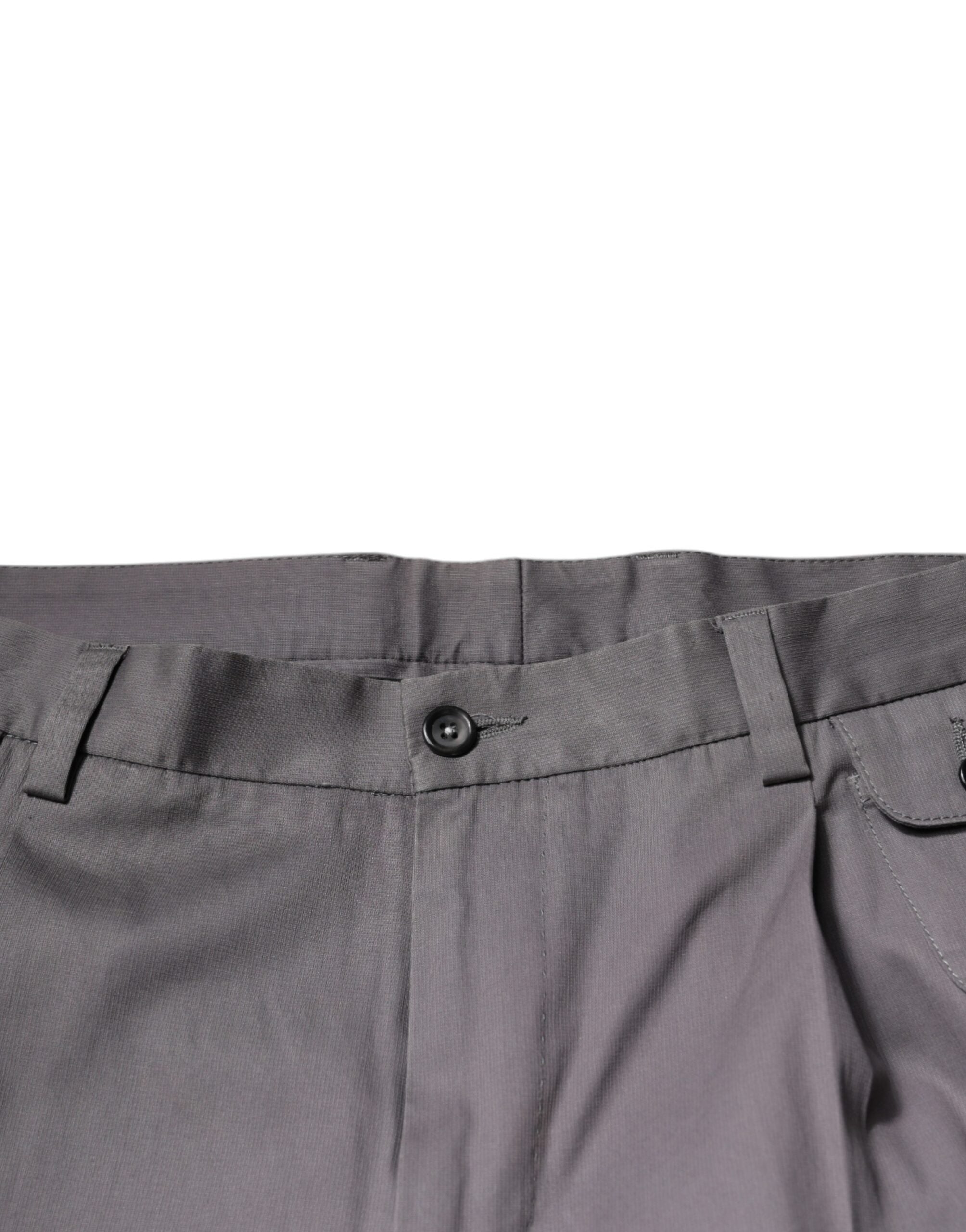 Pantalon de costume gris foncé Dolce & Gabbana à taille moyenne pour femme, vue de face.