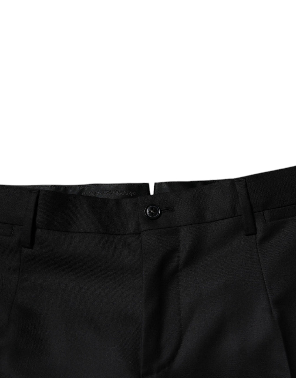 Pantalon de costume noir en laine Dolce & Gabbana, coupe tapered, pantalon formel élégant pour homme.