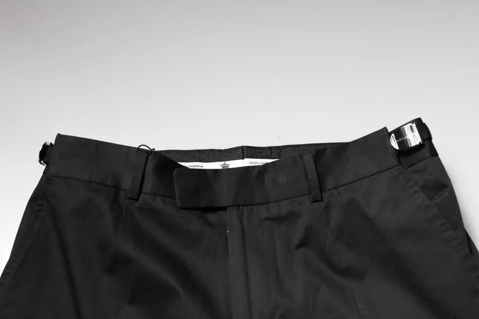 Pantalon formel noir en coton Dolce & Gabbana, coupe tapered, vue de face sur un fond neutre.