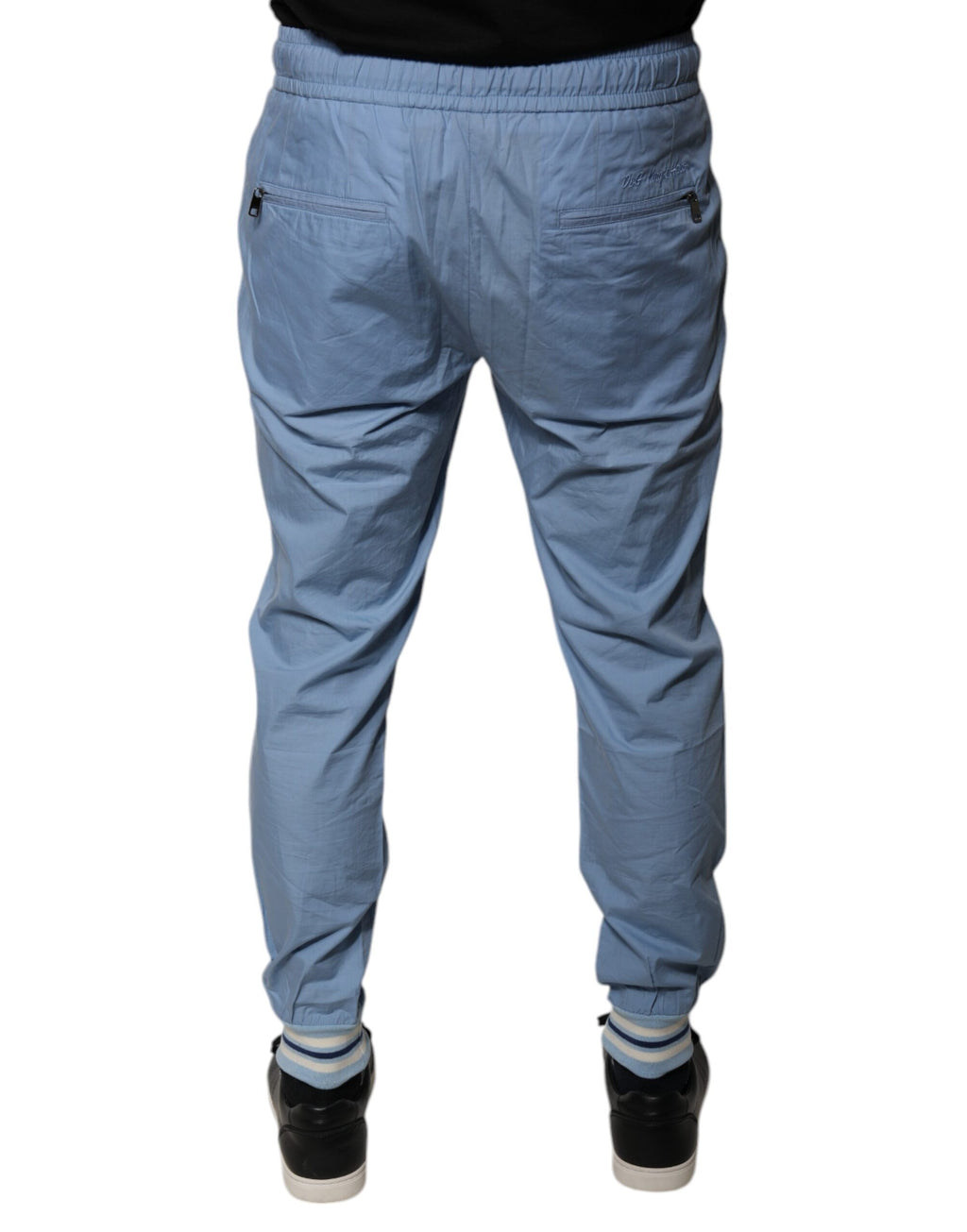 Pantalon de jogging en coton bleu Dolce & Gabbana, style décontracté, avec finition classique et ceinture élastique.