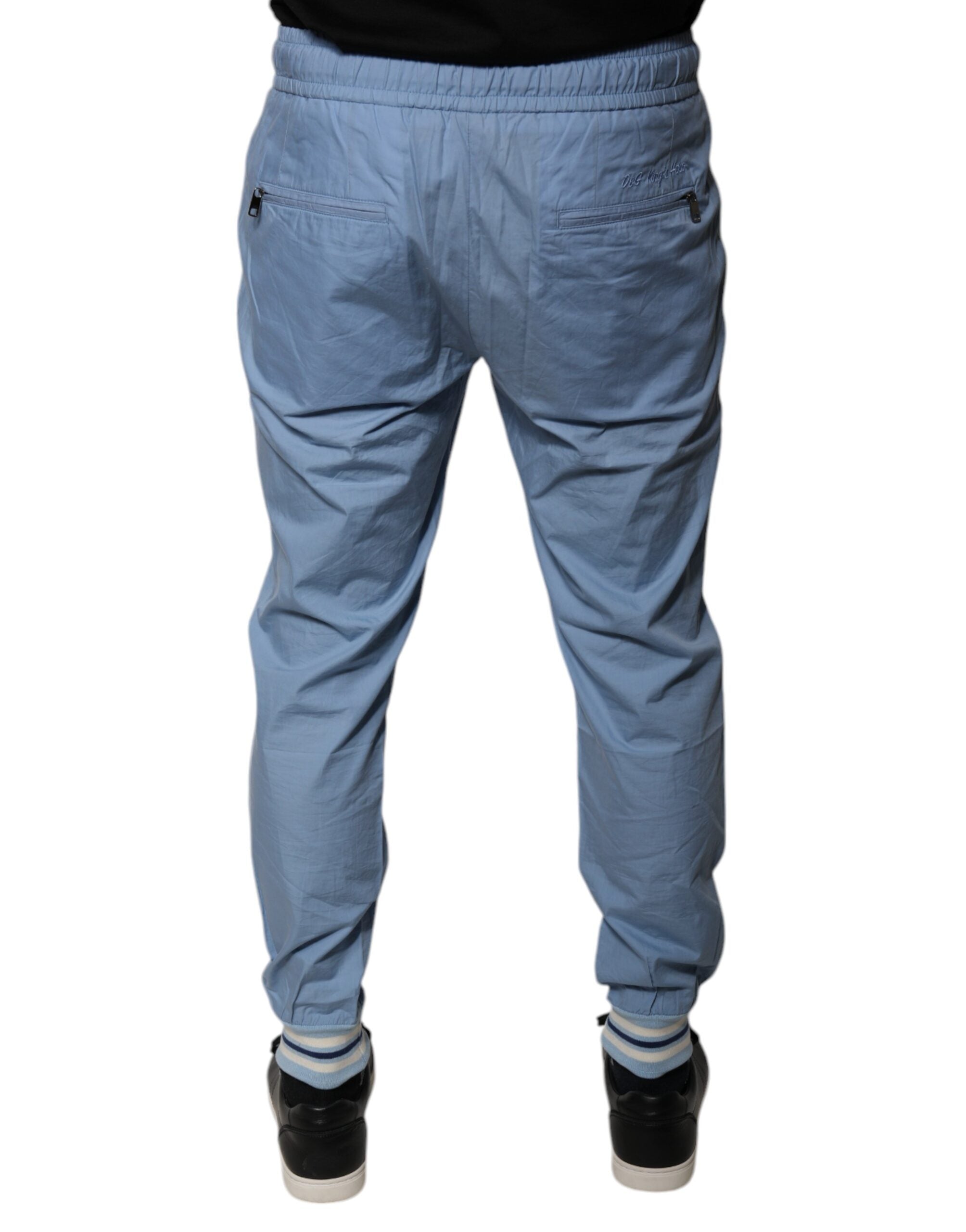 Pantalon de jogging en coton bleu Dolce & Gabbana, style décontracté, avec finition classique et ceinture élastique.