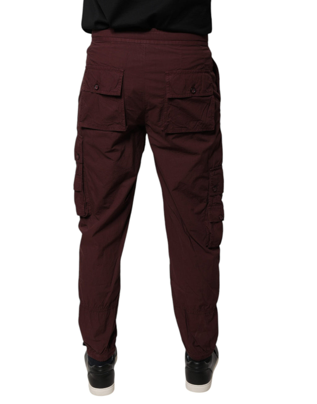 Pantalon cargo Dolce & Gabbana Bordeaux en coton avec poches, style décontracté et coupe confortable.