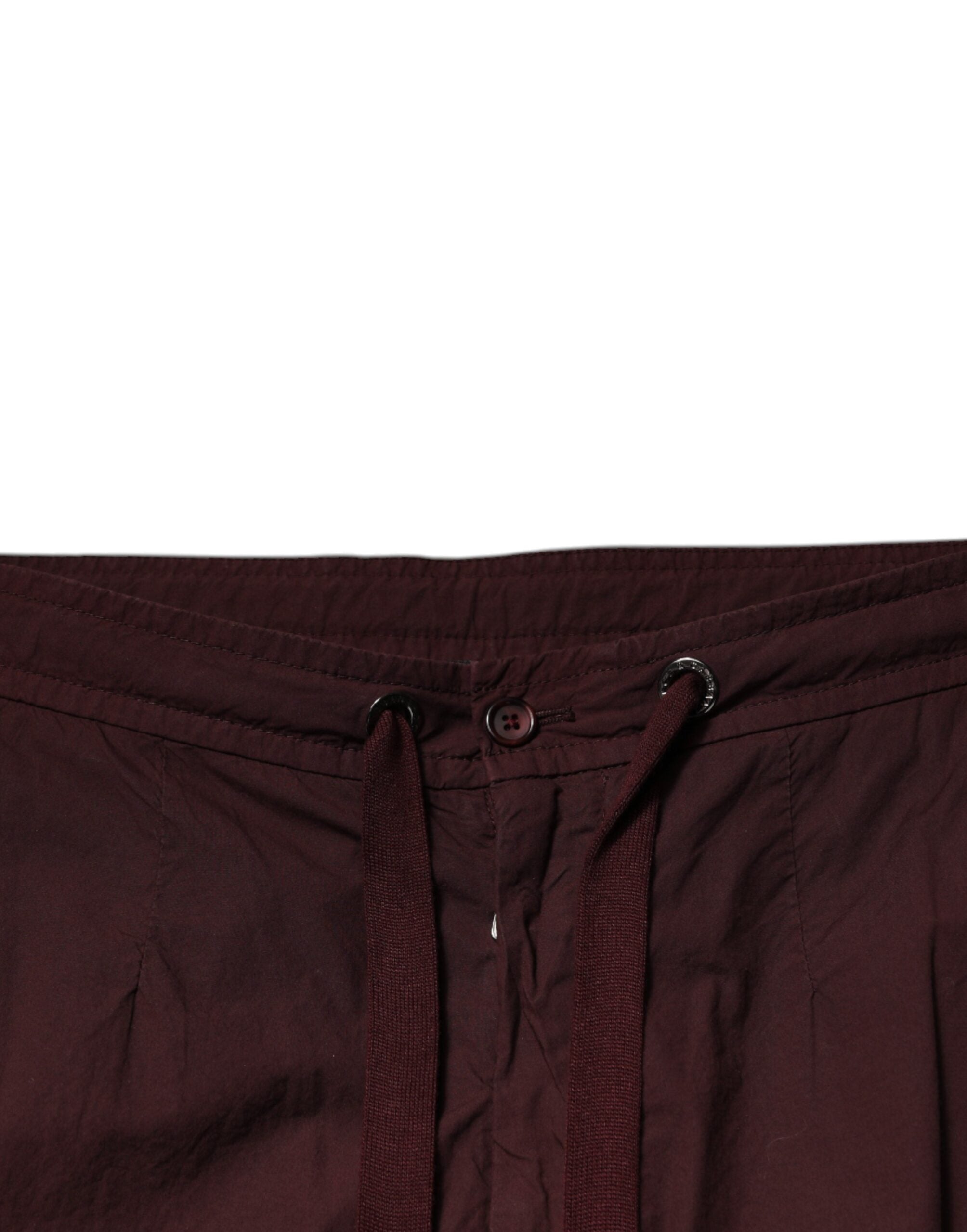 Pantalon cargo Dolce & Gabbana en coton bordeaux, jogger décontracté avec poches et taille élastique, style confortable et tendance.